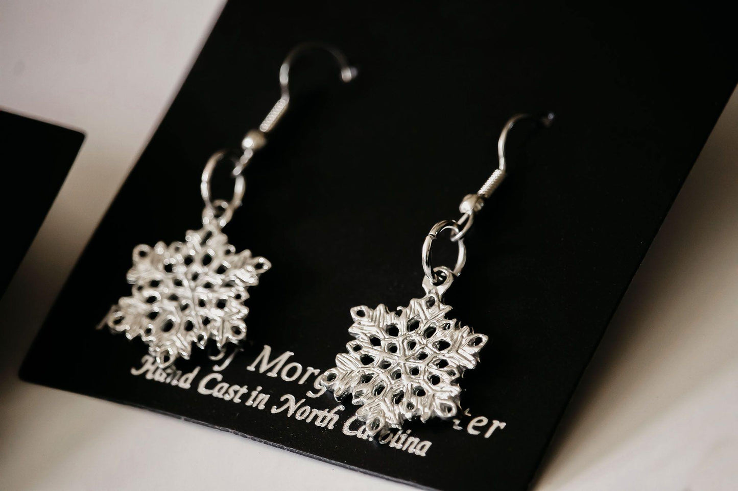 Handcrafted Winter Snowflake Hanging Earrings, Women Accessory Jewelry - House of Morgan Pewter