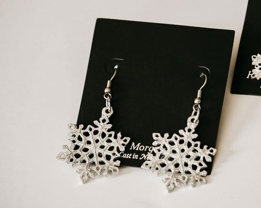handmade pewter snowflake earrings