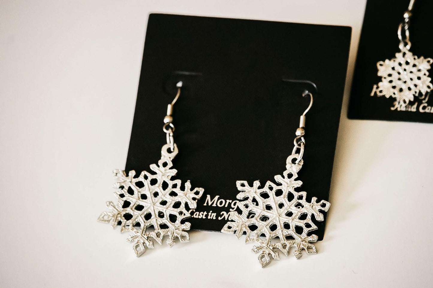 Handcrafted Winter Snowflake Hanging Earrings, Women Accessory Jewelry - House of Morgan Pewter