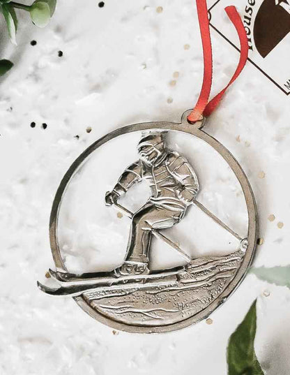 Snow Skiing Christmas Ornament - Gift for Skier