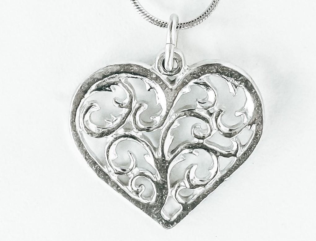 Handmade Pewter Pendant Necklace- Swirly Heart - House of Morgan Pewter