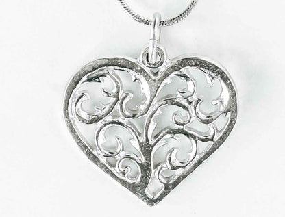 Swirly Heart Pendant Necklace - Love Jewelry