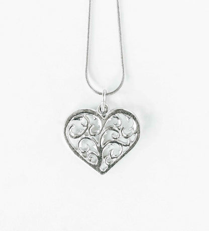 Swirly Heart Pendant Necklace - Love Jewelry