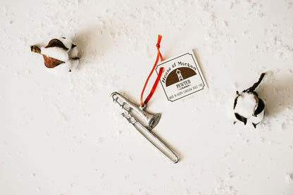 Handmade Trombone Musical Instrument Christmas Ornament Pewter - House of Morgan Pewter