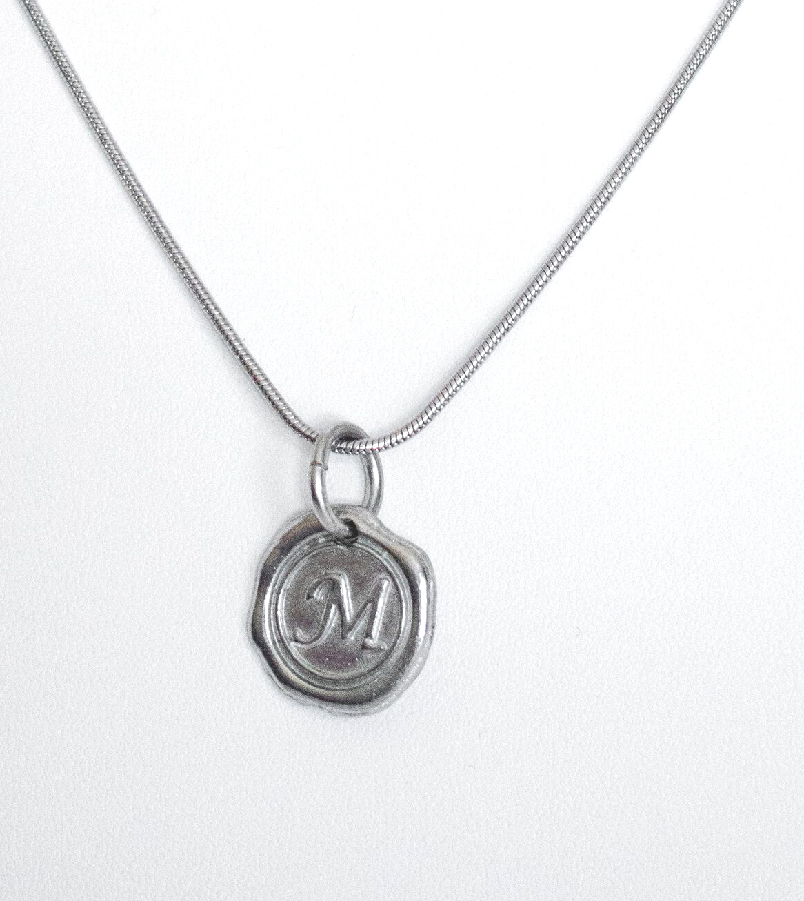 Handmade pewter wax seal necklace
