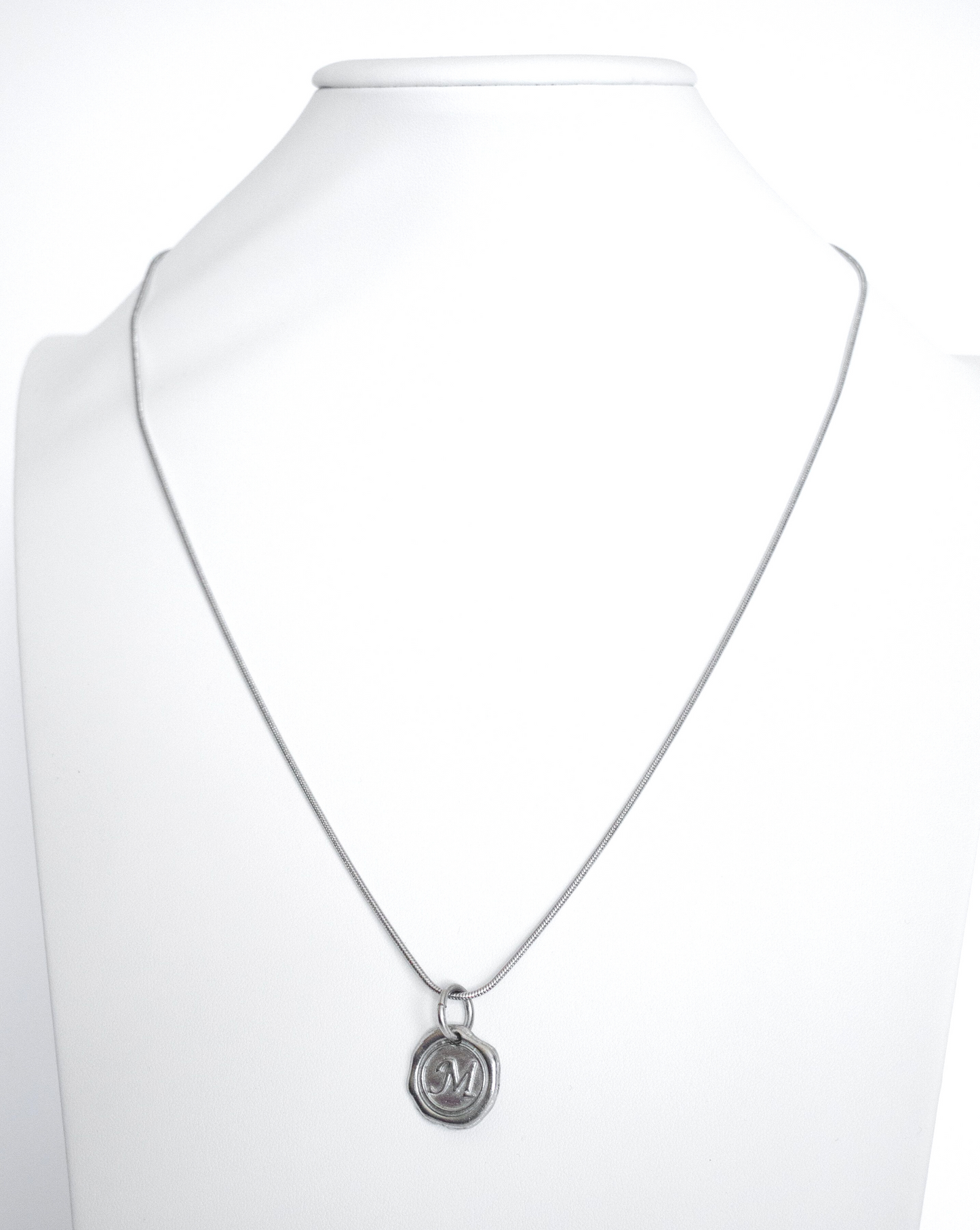 Handmade Pewter Wax Seal Monogram Initial Necklace- Jewelry - House of Morgan Pewter