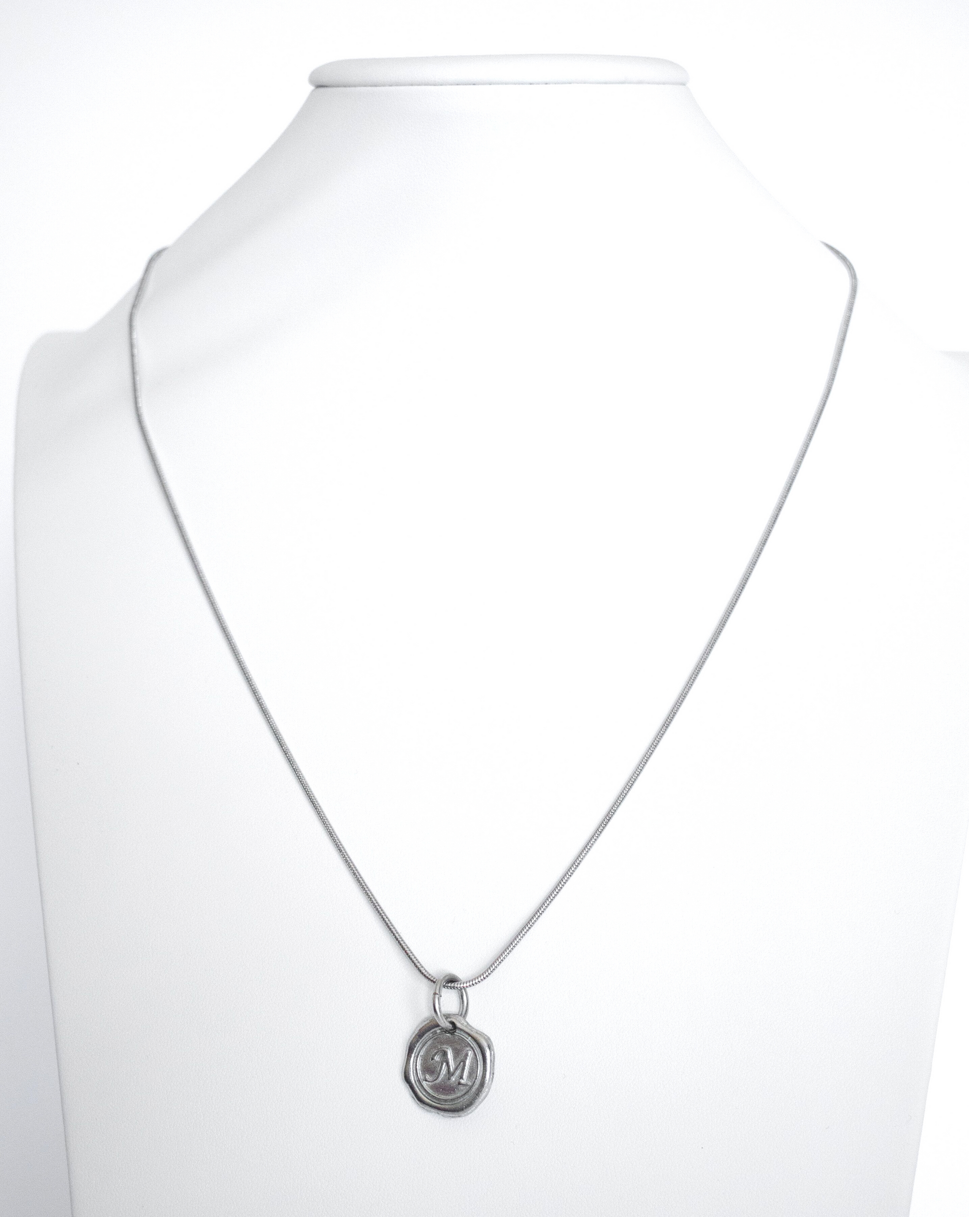 Handmade Pewter Wax Seal Monogram Initial Necklace- Jewelry - House of Morgan Pewter