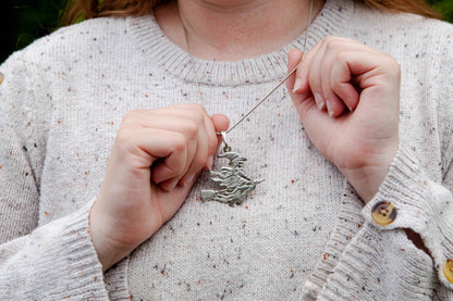 Handmade Witch on the Broom Necklace - Witch Jewelry - Halloween Gifts